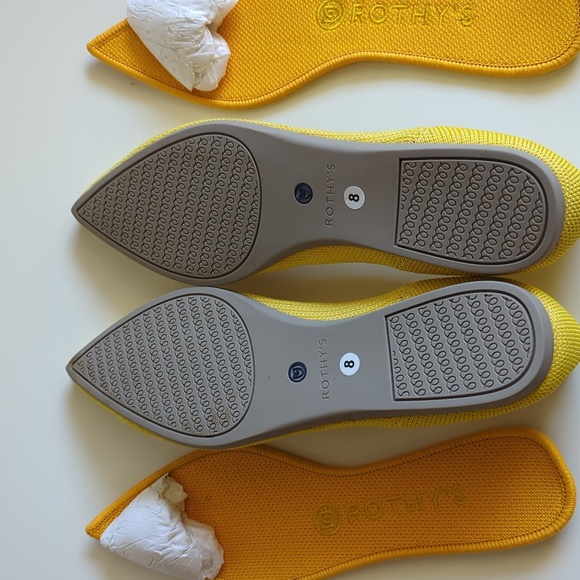 ROTHY'S THE POINT YELLOW SUNSHINE WOMEN'S FLAT SHOES - Picture 13 of 16